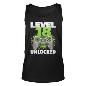 Level 18 Unlocked Video Gaming 18Th Birthday 2004 Gamer Game Unisex Tank Top - Seseable