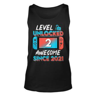 Level 2 Unlocked Awesome Since 2021 2Nd Birthday Gaming Men Women Tank Top Graphic Print Unisex - Thegiftio UK
