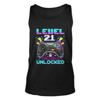 Level 21 Unlocked 21St Birthday Video Game Gift Birthday Gaming Unisex Tank Top - Monsterry