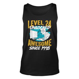 Level 24 Unlocked Awesome 1998 24Th Birthday Man Video Game Unisex Tank Top - Seseable