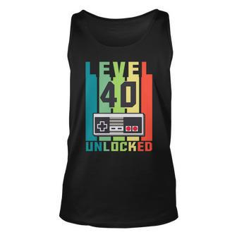 Level 40 Unlocked Funny Retro Gamer Birthday Unisex Tank Top - Monsterry AU