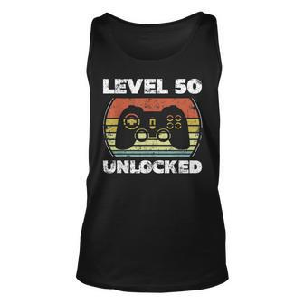 Level 50 Unlocked Funny Video Gamer 50Th Birthday Unisex Tank Top - Seseable