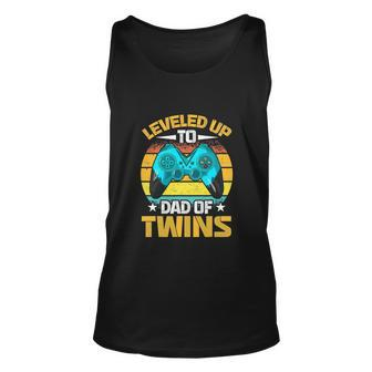 Leveled Up To Dad Of Twins Funny Fathers Day Unisex Tank Top - Thegiftio UK