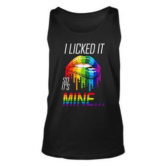 Lgbt I Licked It So Its Mine Gay Pride Lips Tshirt Unisex Tank Top - Monsterry DE