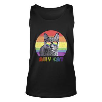 Lgbtq Ally Cat Rainbow Gay Pride Flag Lgbt Gift V4 Unisex Tank Top - Monsterry AU