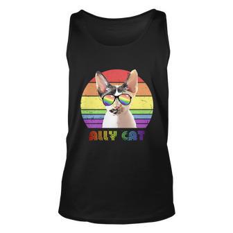 Lgbtq Ally Cat Rainbow Gay Pride Flag Lgbt Gift V9 Unisex Tank Top - Monsterry DE