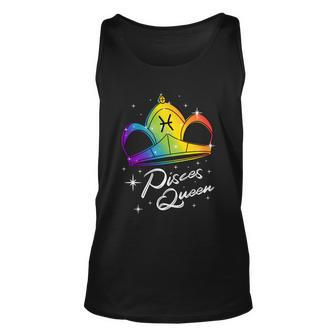 Lgbtq Pisces Queen Zodiac With Rainbow Flag Gay Pride Crown Cute Gift Graphic Design Printed Casual Daily Basic Unisex Tank Top - Thegiftio UK