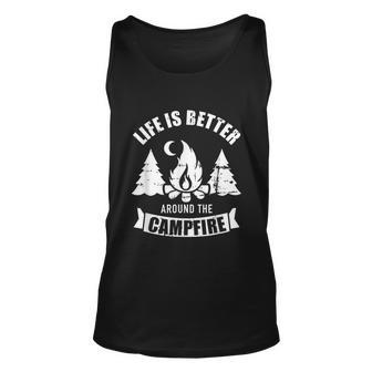 Life Is Better Around The Campfire Camping Unisex Tank Top - Thegiftio UK