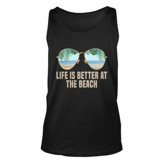 Life Is Better At The Beach Vacation Beach Summer Sunglasses Gift Graphic Design Printed Casual Daily Basic Unisex Tank Top - Thegiftio UK