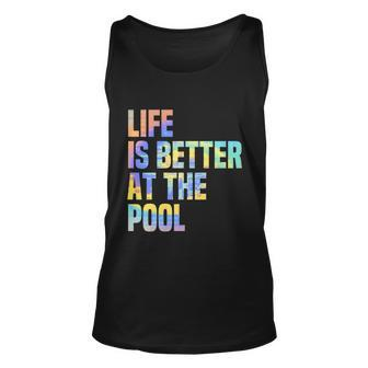 Life Is Better At The Pool Beach Summer Vacation Vintage Gift Graphic Design Printed Casual Daily Basic Unisex Tank Top - Thegiftio UK