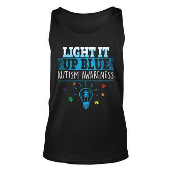 Light It Up Blue Autism Puzzle Bulb Tshirt Unisex Tank Top - Monsterry