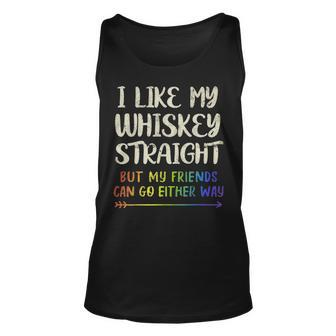 Like My Whiskey Straight Friends Lgbtq Gay Pride Ally Unisex Tank Top - Thegiftio UK