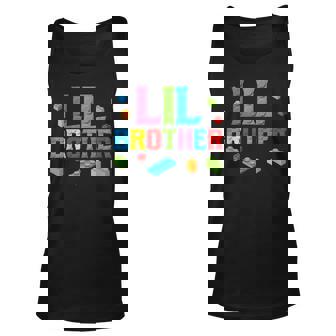 Lil Brother Master Builder Building Bricks Blocks Family Set Men Women Tank Top Graphic Print Unisex - Thegiftio