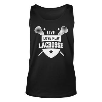 Live Love Lacrosse Lacrosse Player Pocket Lax Unisex Tank Top - Thegiftio UK