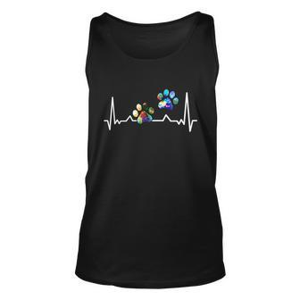 Love Animals Colorful Paw Heartbeat Gift Unisex Tank Top - Monsterry