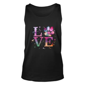 Love Dog Paw Print Colorful National Animal Shelter Week Gift Unisex Tank Top - Monsterry UK
