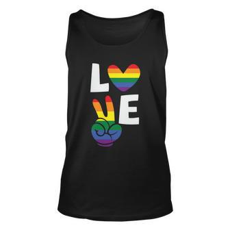 Love Heart Peace Lgbt Gay Pride Lesbian Bisexual Ally Quote Unisex Tank Top - Monsterry DE