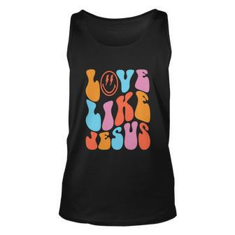 Love Like Jesus Smiley Face Aesthetic Funny Christian Unisex Tank Top - Monsterry