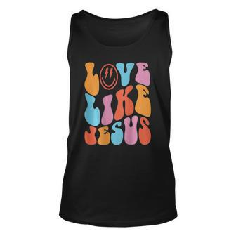 Love Like Jesus Smiley Face Aesthetic Trendy Clothing Unisex Tank Top | Mazezy
