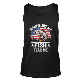 Love Me Fish Fear Me Vintage Funny Bass Fishing Unisex Tank Top - Monsterry