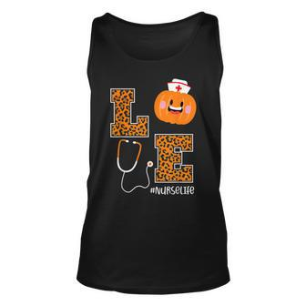 Love Nurse Life Pumpkin Leopard Fall Halloween Nurses Unisex Tank Top - Seseable