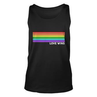 Love Wins Rainbow Stripes Thin Lines Tshirt Unisex Tank Top - Monsterry