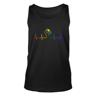 Lovely Lgbt Gay Pride Power Fist Heartbeat Lgbtq Lesbian Gay Meaningful Gift Unisex Tank Top - Monsterry AU