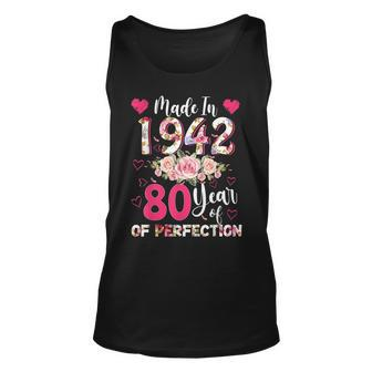 Made In 1942 Floral 80 Year Old 80Th Birthday Gifts Women Unisex Tank Top - Thegiftio UK