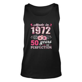 Made In 1972 Floral 50 Year Old 50Th Birthday Gifts Unisex Tank Top - Monsterry