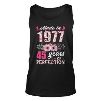 Made In 1977 Floral 45 Year Old 45Th Birthday Gifts Women Unisex Tank Top - Seseable