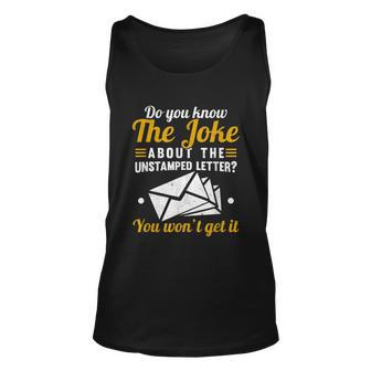 Mail Carrier Joke Unstamped Letter Postal Worker Mailman Graphic Design Printed Casual Daily Basic Unisex Tank Top - Thegiftio UK