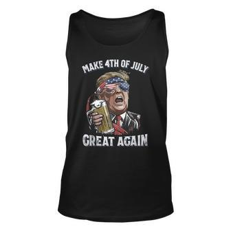 Make 4Th Of July Great Again Patriot Trump Men Drinking Beer Unisex Tank Top - Seseable