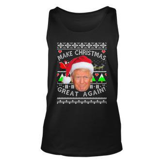 Make Christmas Great Again Donald Trump Ugly Christmas Sweater Unisex Tank Top - Thegiftio UK