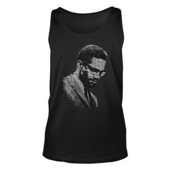 Malcolm X Black And White Portrait Unisex Tank Top - Monsterry