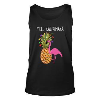 Mele Kalikimaka Flamingo Christmas Tshirt Unisex Tank Top - Monsterry