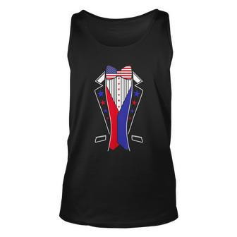 Mens 4Th Of July Tuxedo Costume Bow Tie American Flag Usa Unisex Tank Top - Monsterry UK