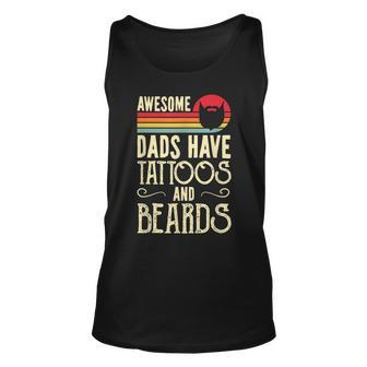 Mens Awesome Dads Have Tattoos And Beards Funny Father Day Men Women Tank Top Graphic Print Unisex - Thegiftio UK