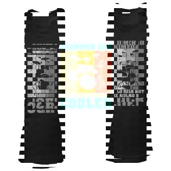 Mens Drummer Dad Like A Regular Dad Vintage Drummer Fathers Unisex Tank Top - Thegiftio
