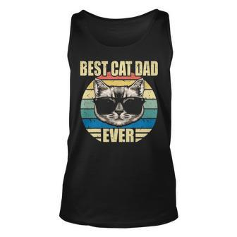 Mens Funny Vintage Cat Daddy Fathers Day Best Cat Dad Ever Unisex Tank Top - Thegiftio UK