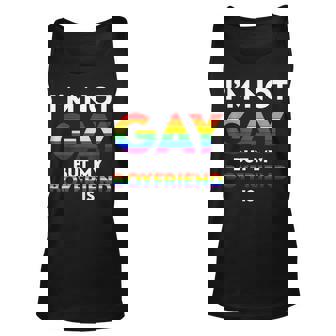 Mens Im Not Gay But My Boyfriend Is Funny Gay Couple Gay Pride Men Women Tank Top Graphic Print Unisex - Thegiftio