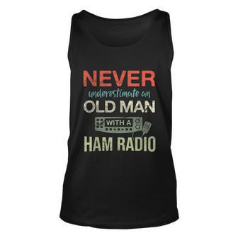 Mens Old Man With A Ham Radio Antenna Ham Radio Operator Unisex Tank Top - Monsterry
