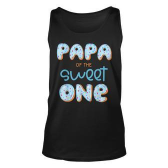 Mens Papa Of The Sweet One Donut Boy 1St Birthday Party Dad Daddy Unisex Tank Top - Thegiftio UK