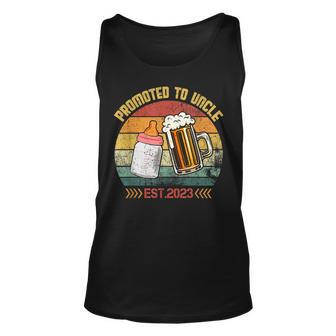 Mens Promoted To Uncle 2023 Funny For New Uncle Men Women Tank Top Graphic Print Unisex - Thegiftio UK
