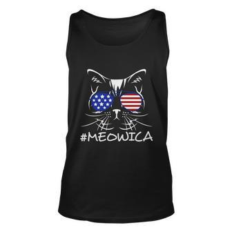 Meowica Glassess American Flag 4Th Of July Cat Day Unisex Tank Top - Monsterry