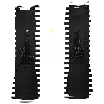 Meowy Christmas Black Cat Tree Star Cat Men Women Tank Top Graphic Print Unisex - Thegiftio