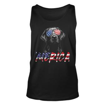 Merica Black Labrador 4Th Of July American Flag Lab Dog Unisex Tank Top - Seseable