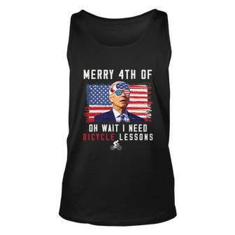 Merry 4Th Of July Biden Bike Bicycle Falls Off Funny V3 Unisex Tank Top - Monsterry DE