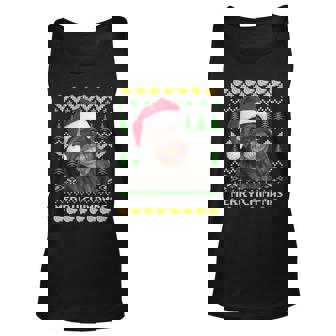 Merry Chimpmas Monkey Ugly Christmas Sweater Unisex Tank Top - Thegiftio