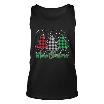 Merry Christmas Plaid Trees Unisex Tank Top - Monsterry