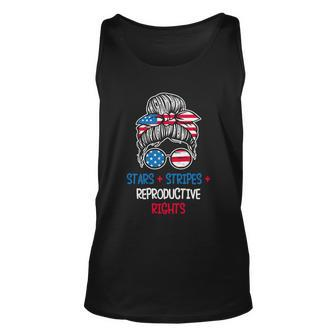 Messy Bun American Flag Stars Stripes Reproductive Rights Gift V4 Unisex Tank Top - Monsterry